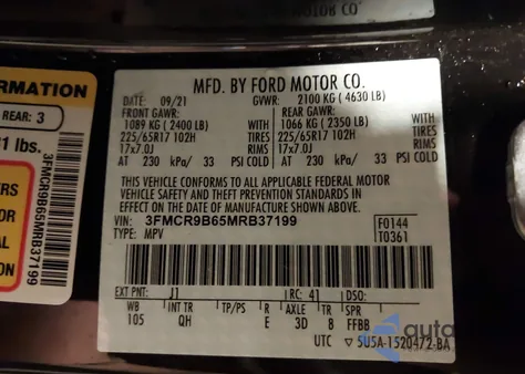 2021 Ford Bronco Sport Big Bend from USA, damaged, VIN 3FMCR9B65MRB37199